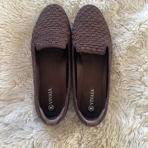 Vivaia Audrey Round-Toe Woven Knit Loafer Size 7 (EU size 37.5) - Brown